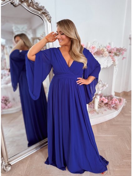 modre spolecenske saty plus size