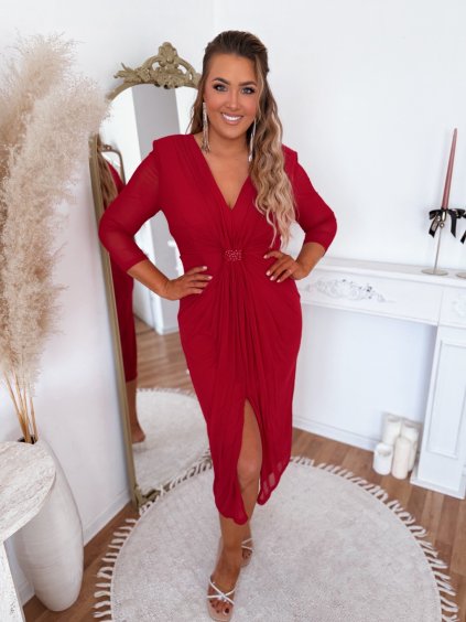 Červené midi šaty