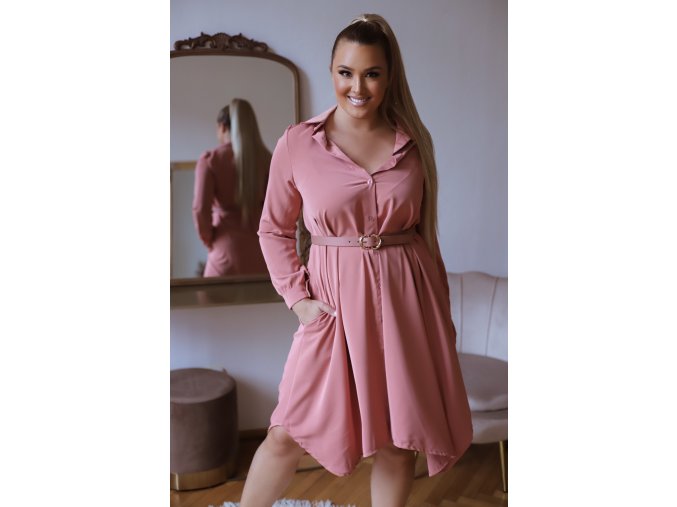 Košilové šaty v staro růžové barvě (Veľkosť L/XL)
