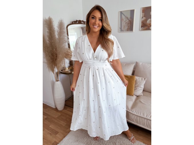 dlouhé mušelínové šaty plus size