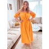 Dlouhé elegantní šaty s odhalnými rameny - oranžovožlutá (Veľkosť L/XL)