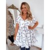 Bílá tunika/minišaty s květinami
