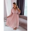 Světle růžové dlouhé plisované šaty