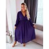 Fialové dlouhé plisované šaty
