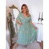 Dlouhé zelené šaty se zlatými květy