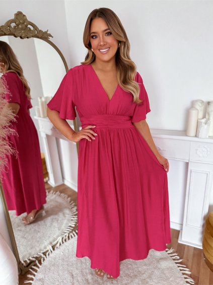 hosszú fukszia ruha L