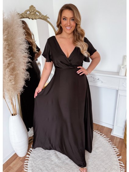 fekete szatén ruha XL