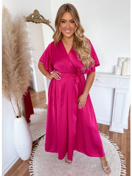 rózsaszín szatén ruha XL