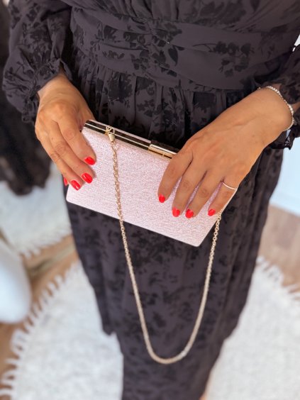 Rózsaszín-arany alkalmi kézitáska