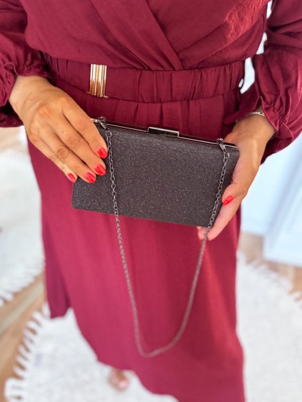 Fekete csillogó alkalmi táska