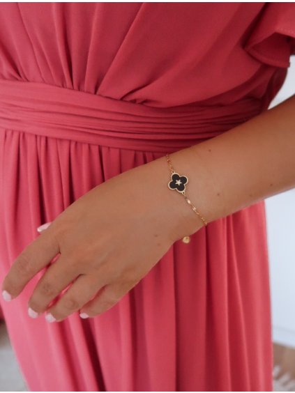 Női sebészeti acél karkötő négylevelű lóherével