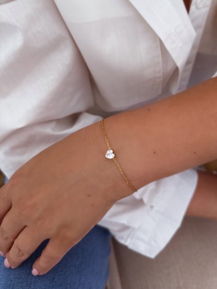 Női karkötő sebészeti acélból szív - arany