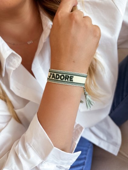 Női szövet karkötő - zöld