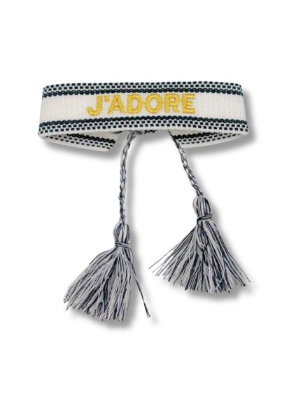 Női szövet karkötő - fehér-fekete