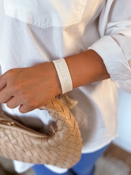 Női szövet karkötő - krémszínű