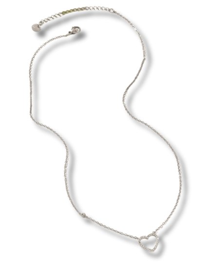 Sebészeti acélból készült, szív alakú nyaklánc - ezüst