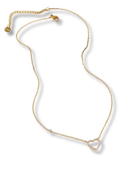 Sebészeti acélból készült nyaklánc szívvel - arany