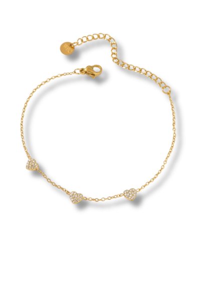 Női sebészeti acél karkötő szív alakú díszítéssel - arany