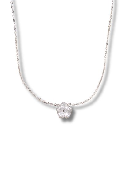 44715 nahrdelnik z chirurgickej ocele kvetinovym priveskom strieborna farba