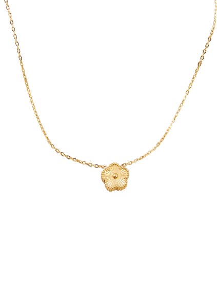 Sebészeti acélból készült nyaklánc virágos medállal - arany színű