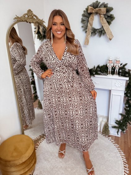 Hosszú barna-fehér ruhák