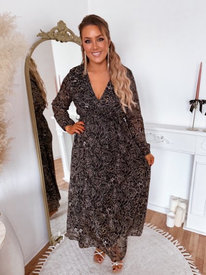 Fekete virágos ruha