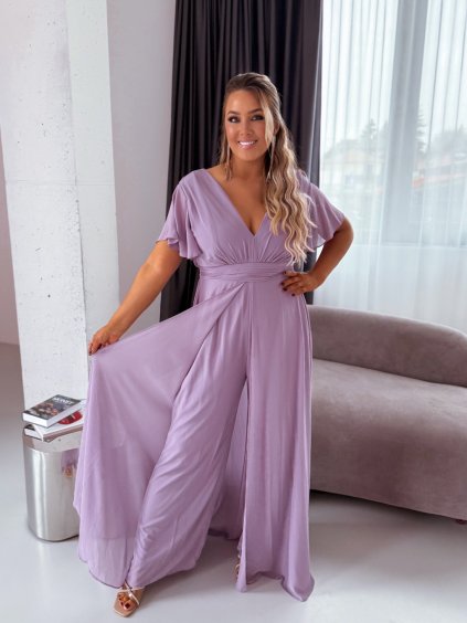 Hosszú elegáns overál/ruha - levendula