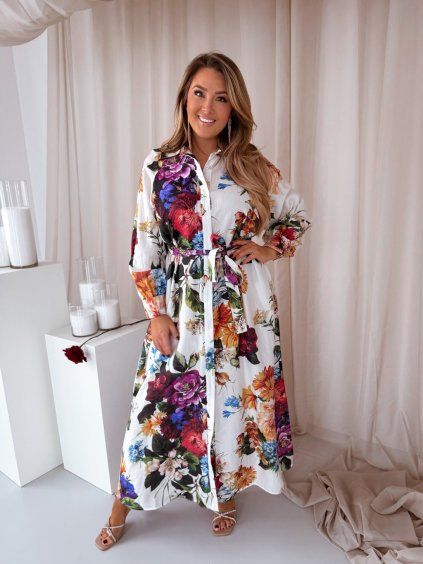 Fehér virágmintás ingruha