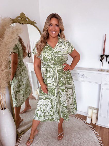 Mintás zöld ingruha