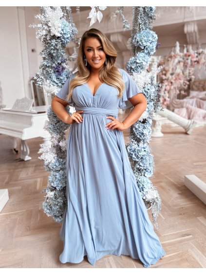 hosszú világoskék plus size alkalmi ruha