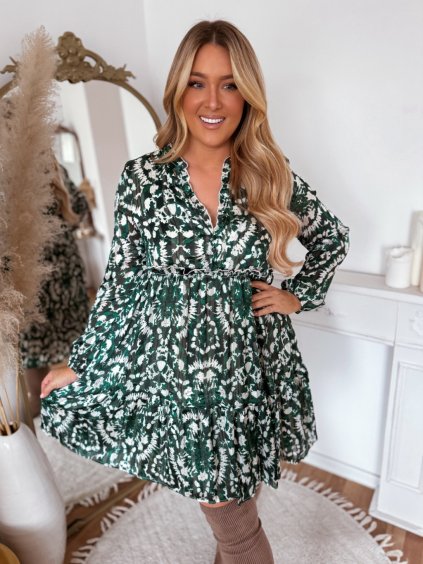 Zöld-fehér miniruha