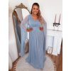 Világoskék alkalmi ruha maxi ujjakkal