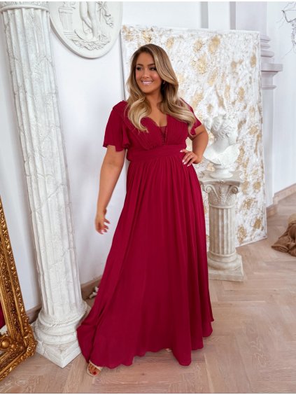 bordove spolocenske saty xl