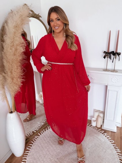 Červené šaty s trblietkami