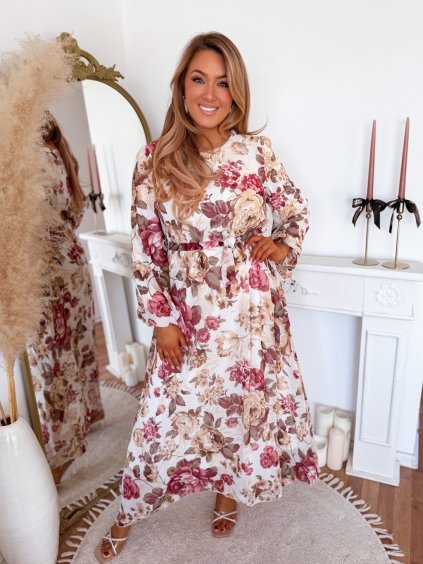 Biele elegantné šaty s kvetmi