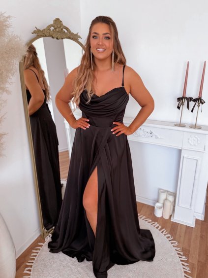 Čierne spoločenské šaty so šnúrovaním