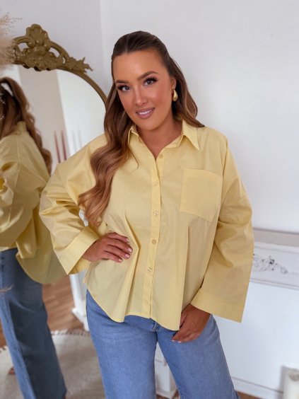 Žltá voľná bavlnená košeľa