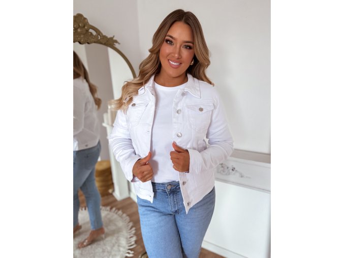 biela riflová bunda plus size