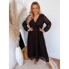 dlhé čierne šaty s dlhým rukávom plus size