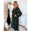 Dlhé tmavozelené šaty s dlhým rukávom