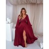 Spoločenské saténové šaty - bordová