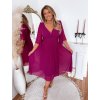 Fuchsiové šaty s výrazným rukávom