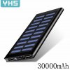 Solární Powerbank 30000 mAh, černa, 2 x USB, 1 x LED 3