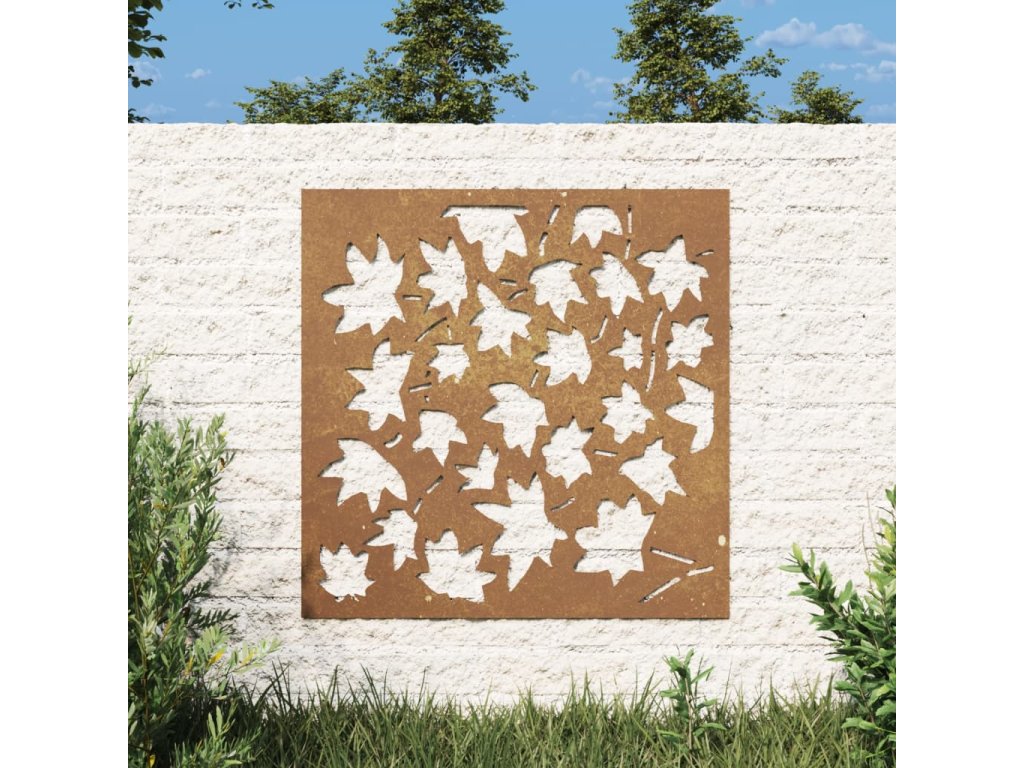 Zahradní nástěnná dekorace 55 x 55 cm corten Javorový list