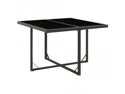 Zahradní stůl černý 109 x 107 x 74 cm polyratan a sklo