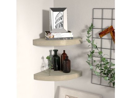 Plovoucí rohové police 2 ks dub 25 x 25 x 3,8 cm MDF