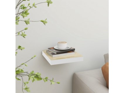 Plovoucí nástěnná police dub a bílá 23 x 23,5 x 3,8 cm MDF