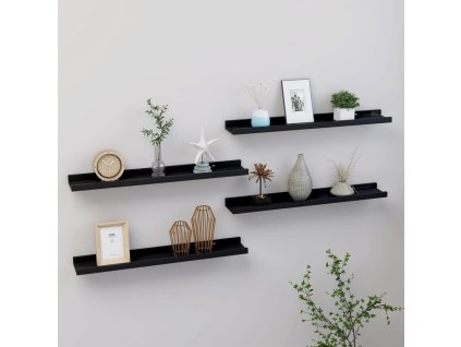 Nástěnné police 4 ks černé 60 x 9 x 3 cm