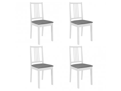 Jídelní židle s poduškami 4 ks bílé masivní dřevo
