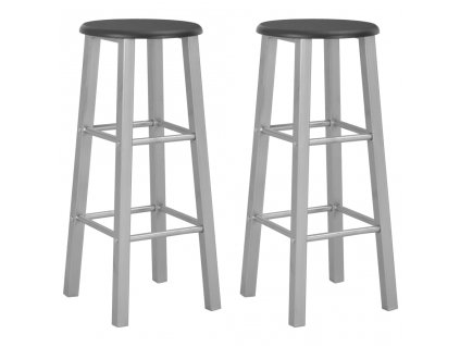 Barové stoličky 2 ks stříbrné MDF